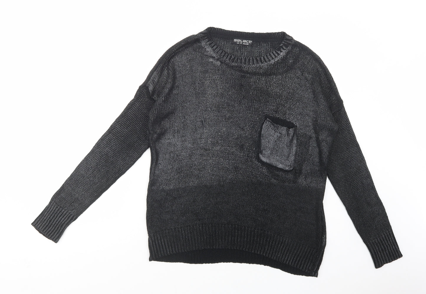 Select Womens Grey Crew Neck  Acrylic Pullover Jumper Size 12
