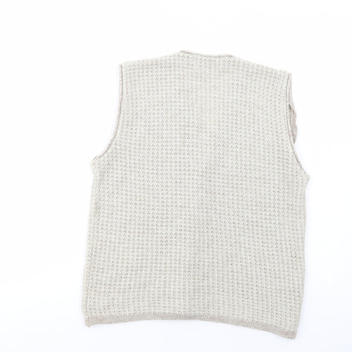 MC Casuals Womens Beige V-Neck  Acrylic Vest Jumper Size S