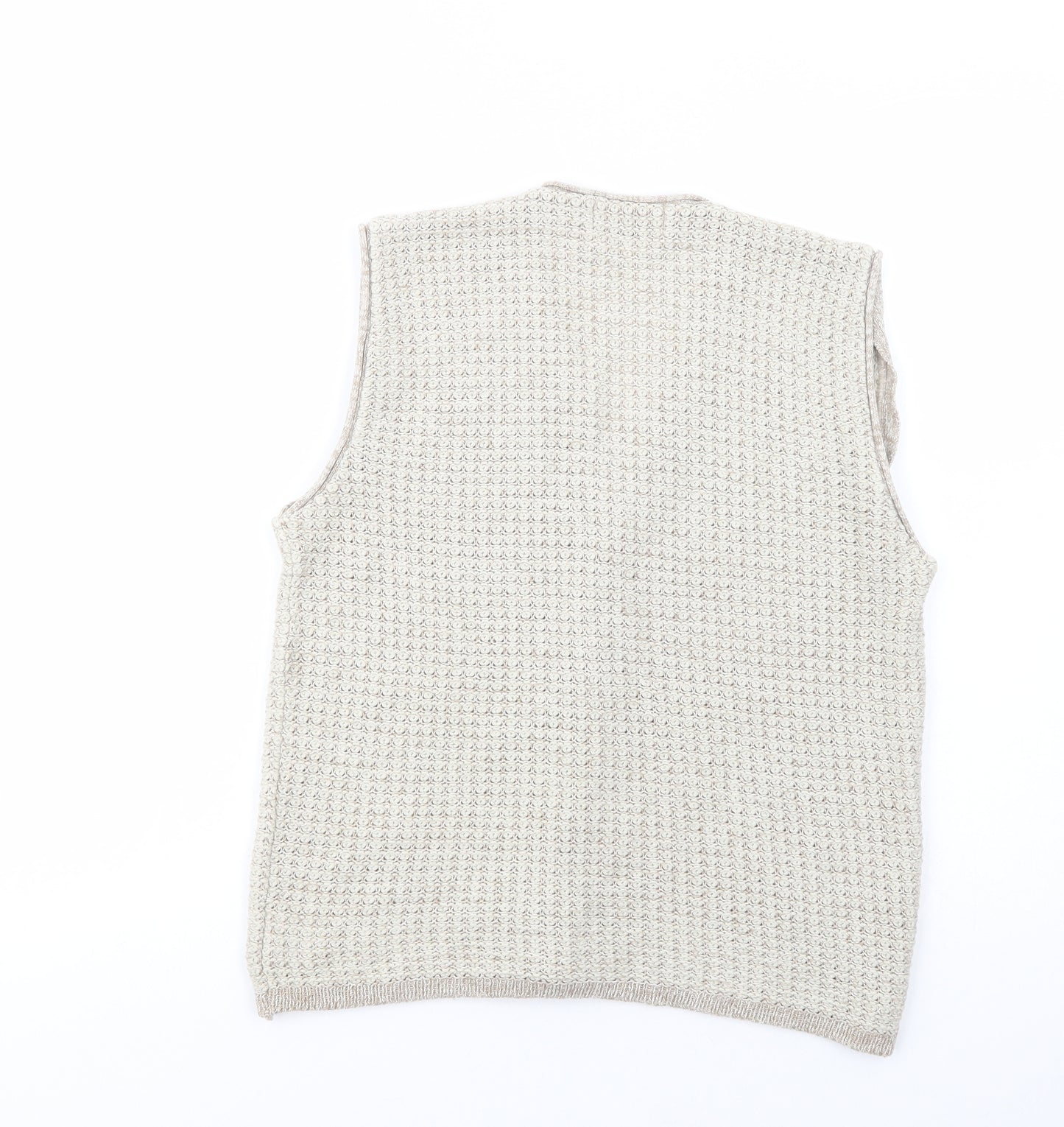 MC Casuals Womens Beige V-Neck  Acrylic Vest Jumper Size S