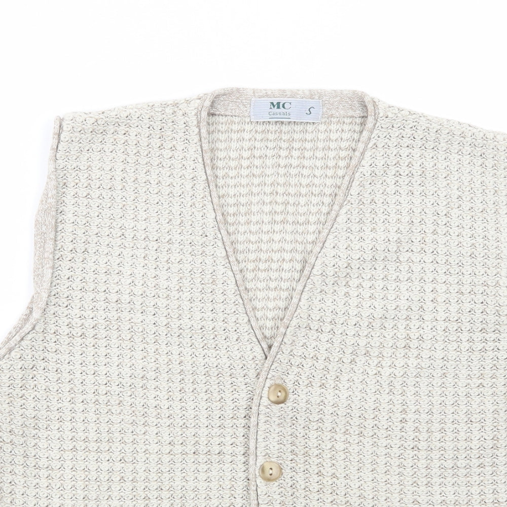 MC Casuals Womens Beige V-Neck  Acrylic Vest Jumper Size S