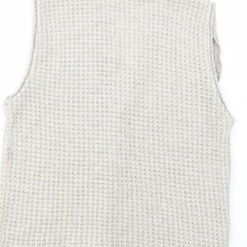 MC Casuals Womens Beige V-Neck  Acrylic Vest Jumper Size S
