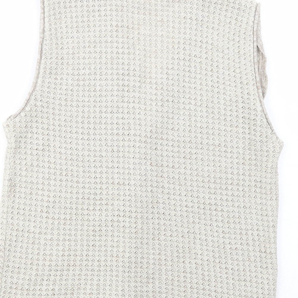 MC Casuals Womens Beige V-Neck  Acrylic Vest Jumper Size S