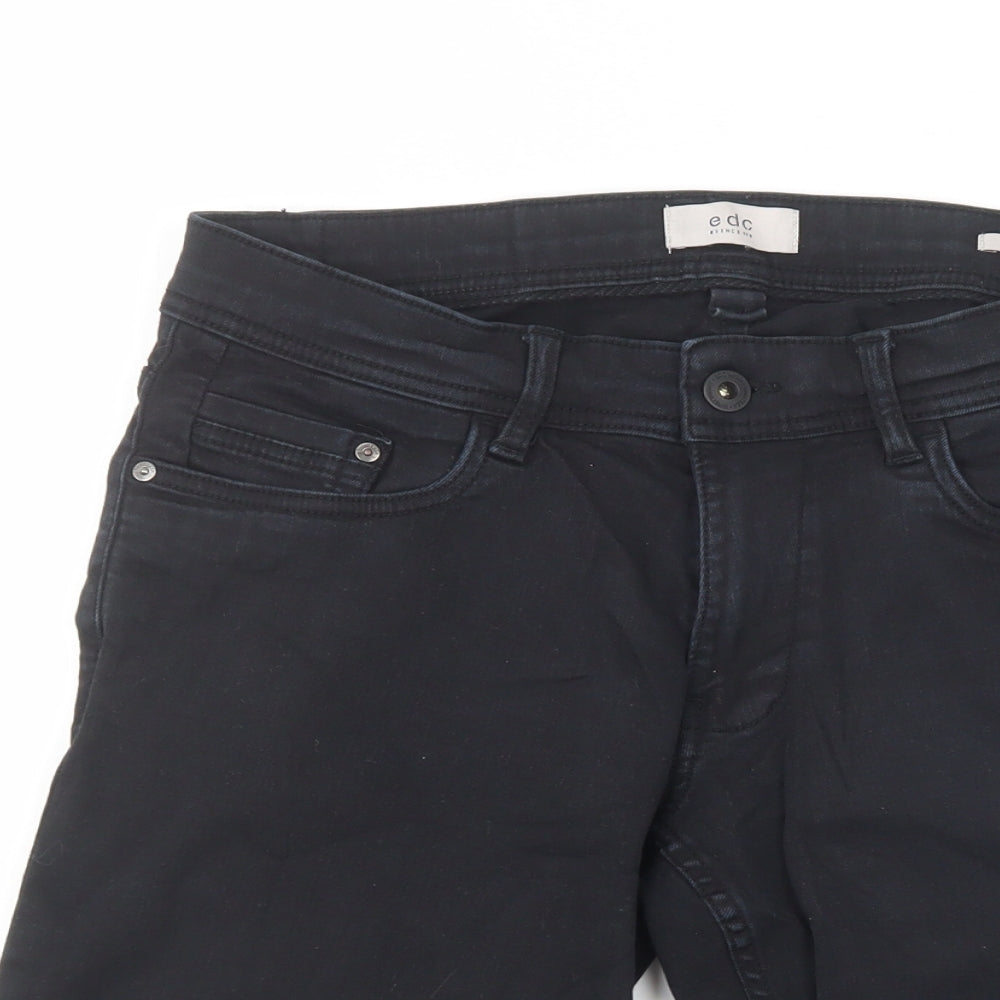 EDC Mens Black  Cotton Chino Shorts Size 30 in L14 in Regular Button