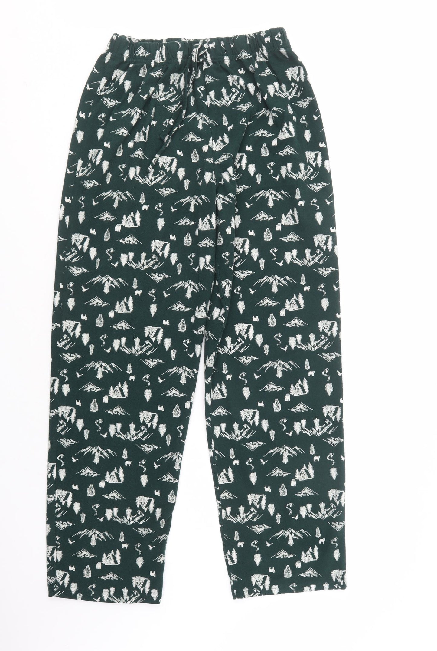 F&F Mens Green Geometric Polyester  Lounge Pants Size M  Drawstring