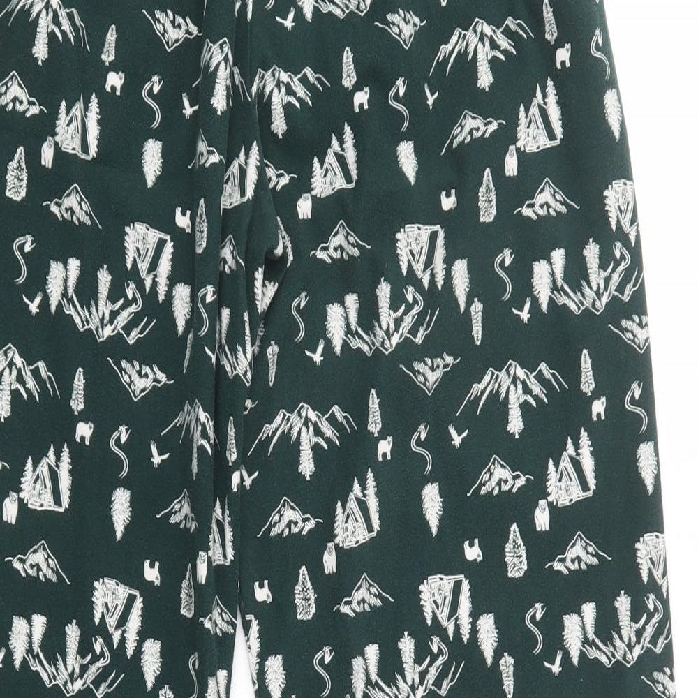 F&F Mens Green Geometric Polyester  Lounge Pants Size M  Drawstring