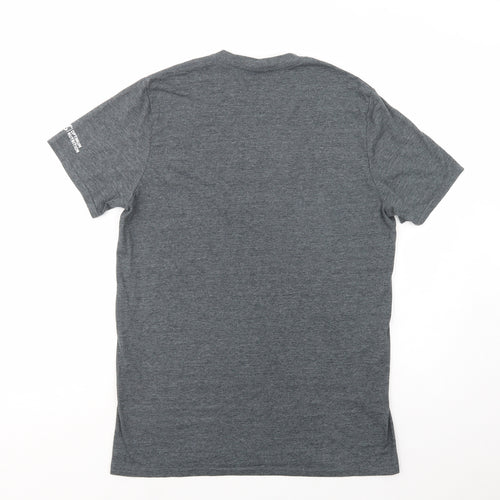 Gildan Mens Grey  Polyester  T-Shirt Size L Crew Neck