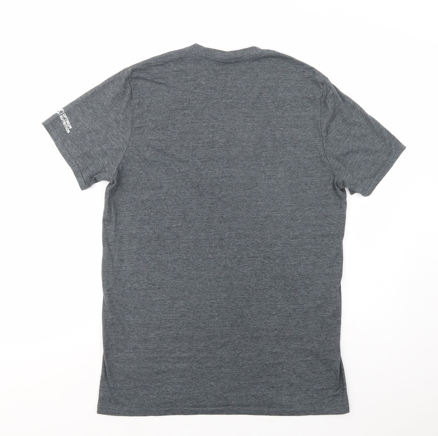 Gildan Mens Grey  Polyester  T-Shirt Size L Crew Neck