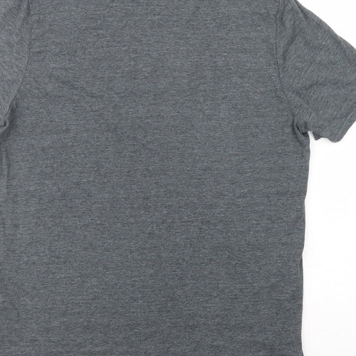 Gildan Mens Grey  Polyester  T-Shirt Size L Crew Neck