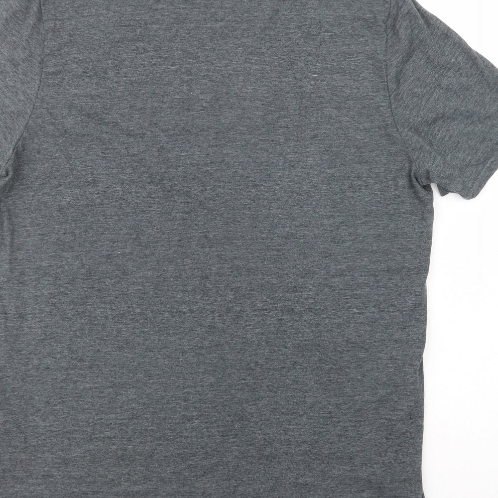 Gildan Mens Grey  Polyester  T-Shirt Size L Crew Neck