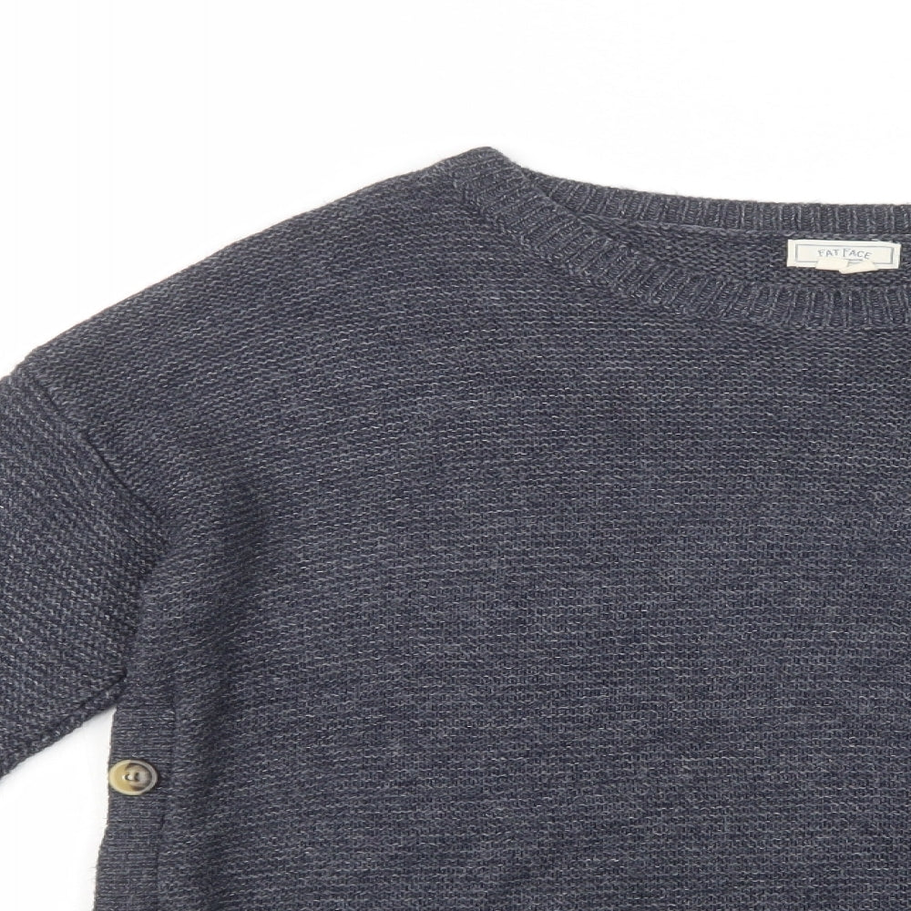 Fat Face Womens Blue Boat Neck  Viscose Pullover Jumper Size 14