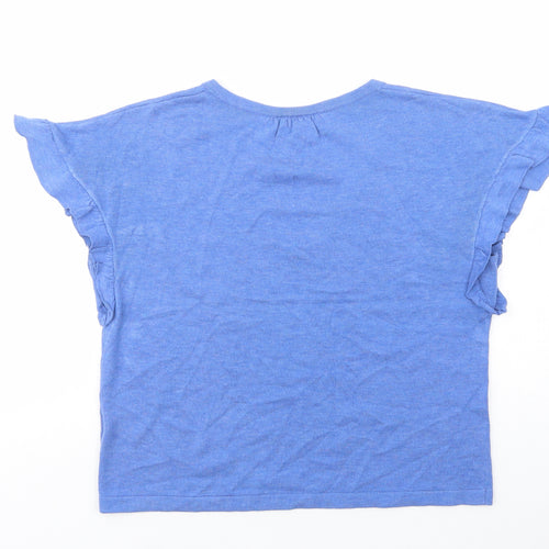 NEXT Womens Blue V-Neck  Acrylic Pullover Jumper Size M