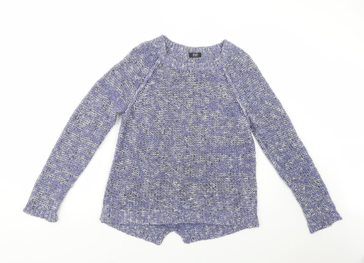 F&F Womens Blue Crew Neck  Acrylic Pullover Jumper Size 16