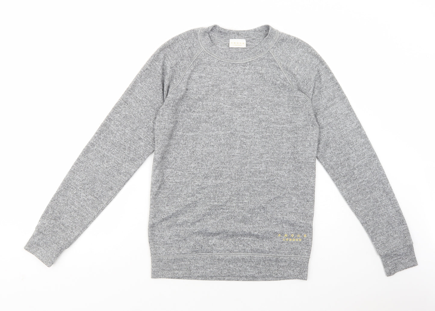 Amour London Mens Grey Crew Neck  Polyester Pullover Jumper Size S