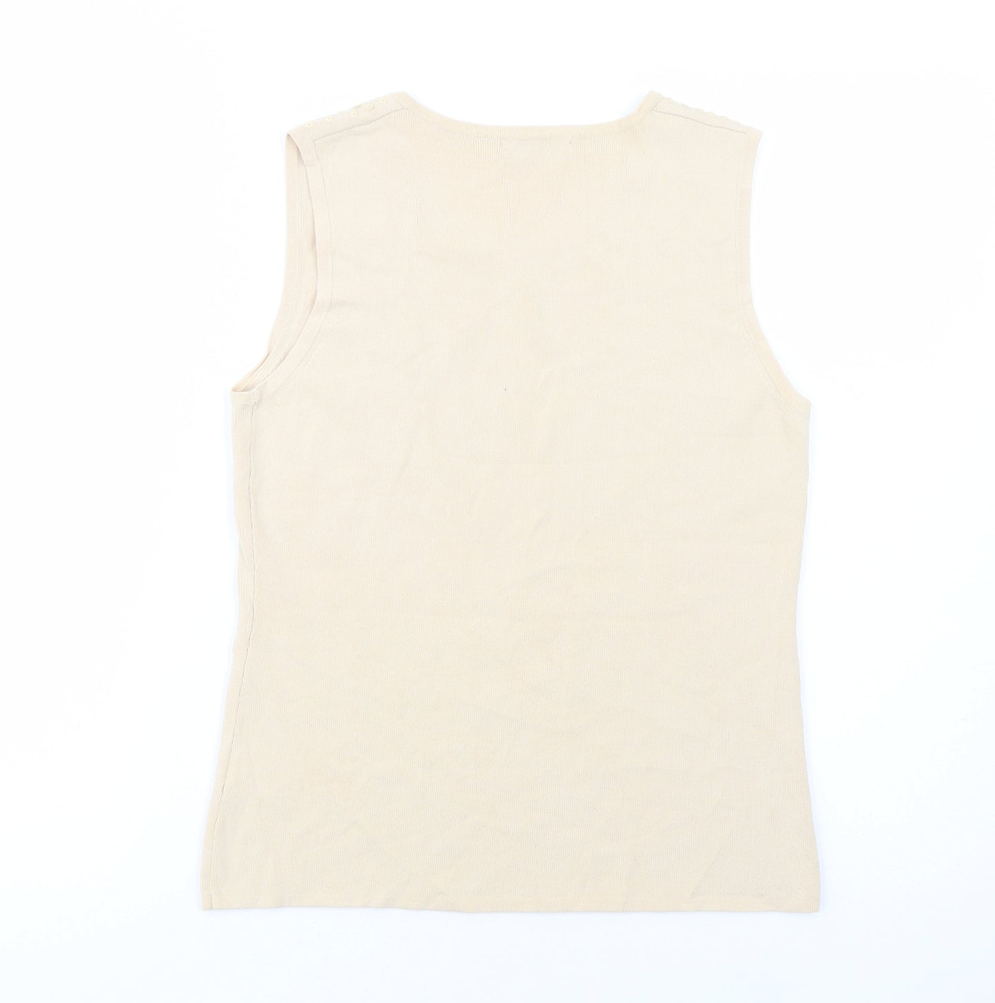 Papillon Rouge Womens Beige  Viscose Basic Blouse Size L Scoop Neck