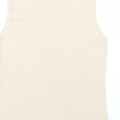 Papillon Rouge Womens Beige  Viscose Basic Blouse Size L Scoop Neck