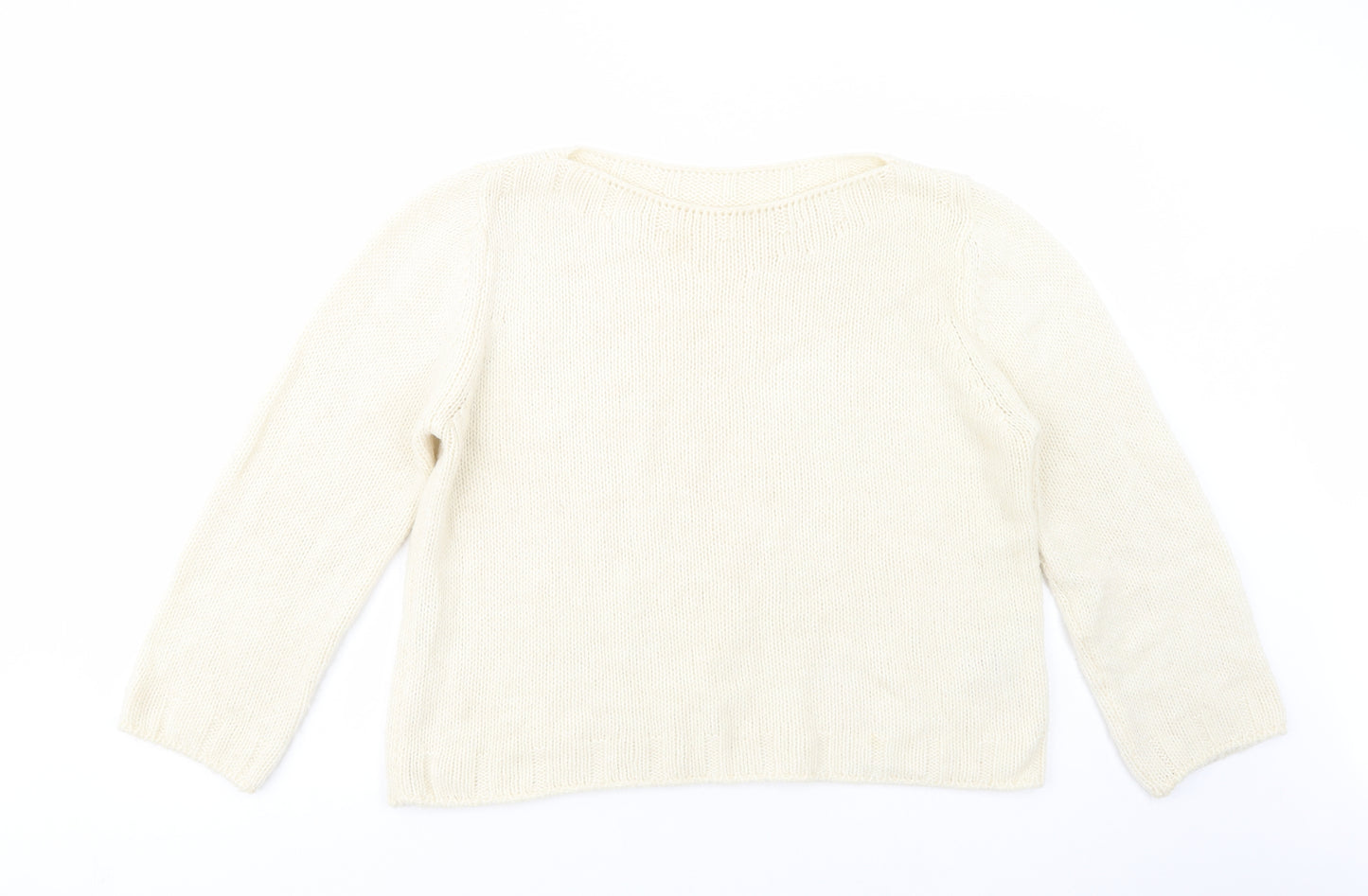Marks and Spencer Womens Ivory Boat Neck  Wool Pullover Jumper Size 16