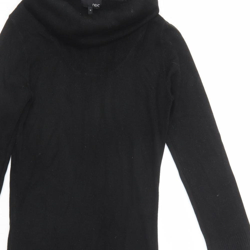 NEXT Womens Black  Acrylic Jumper Dress  Size 10  Roll Neck Pullover