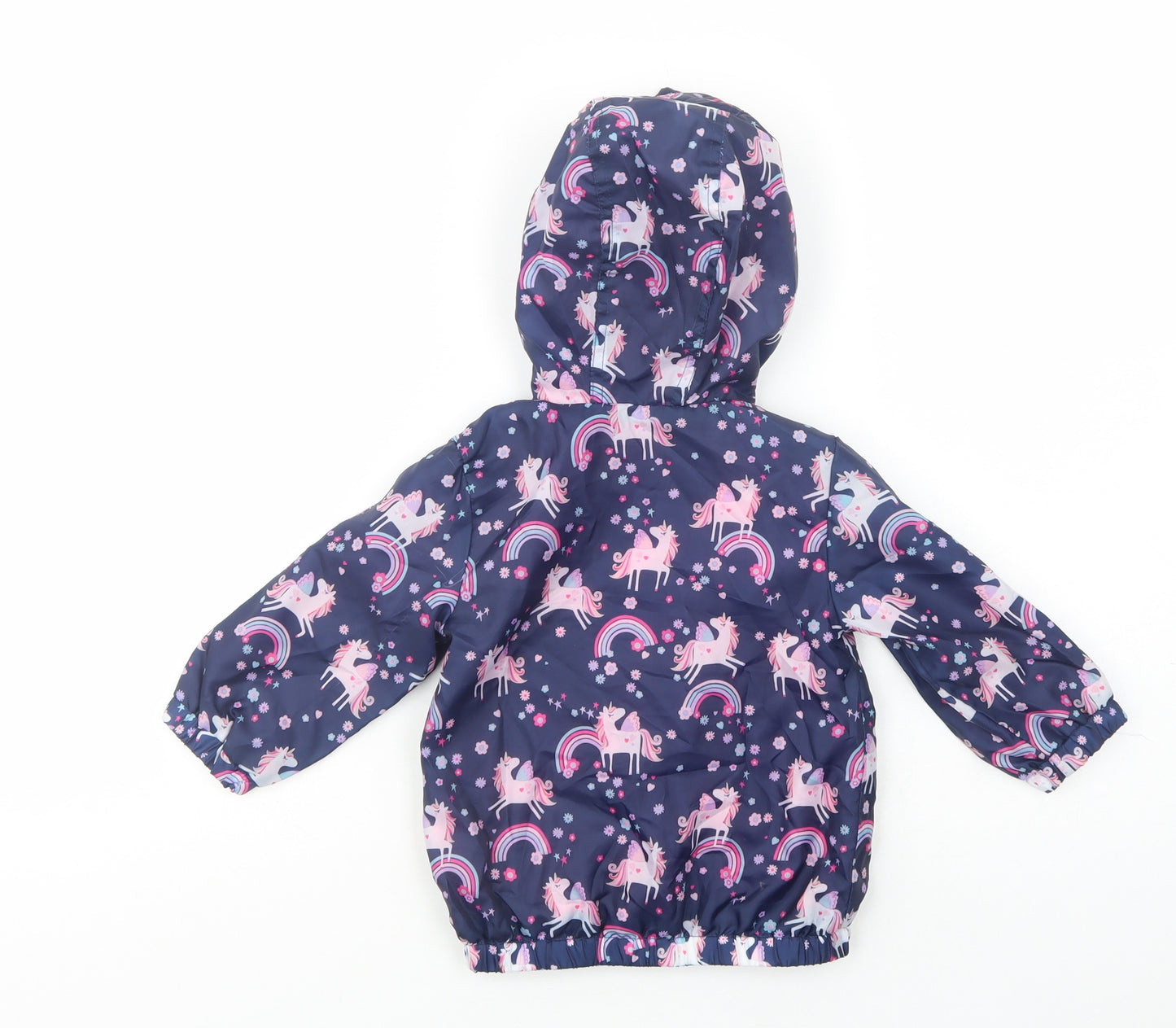 Matalan Baby Blue Floral  Basic Jacket Jacket Size 9-12 Months   Zip - Unicorn Print
