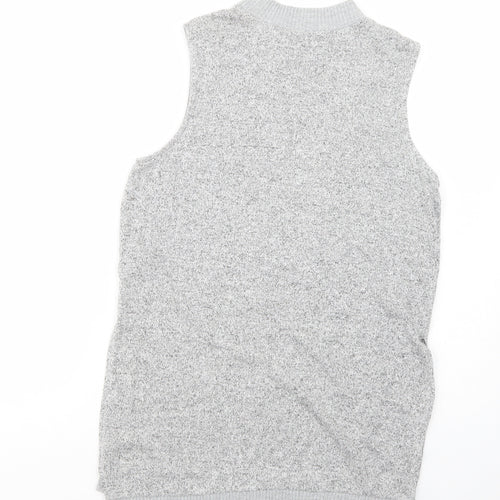 River Island Womens Grey Mock Neck  Viscose Tunic Jumper Size 10