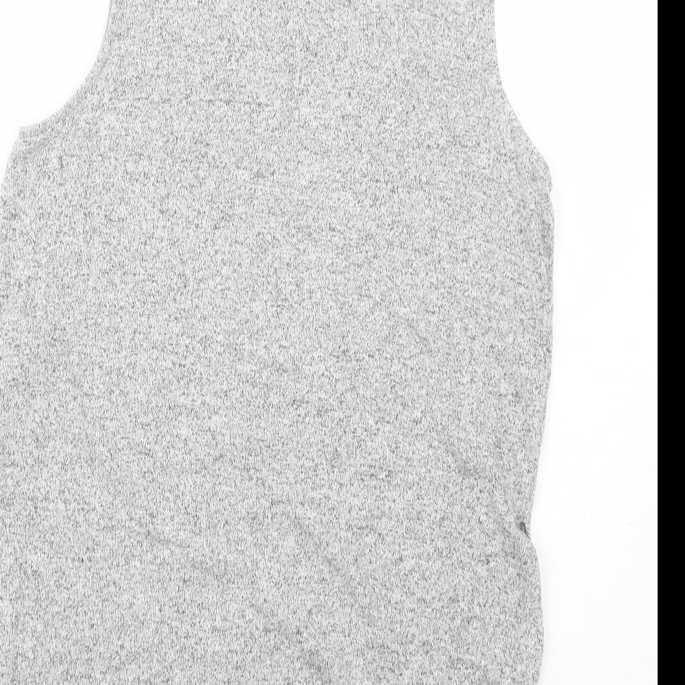 River Island Womens Grey Mock Neck  Viscose Tunic Jumper Size 10