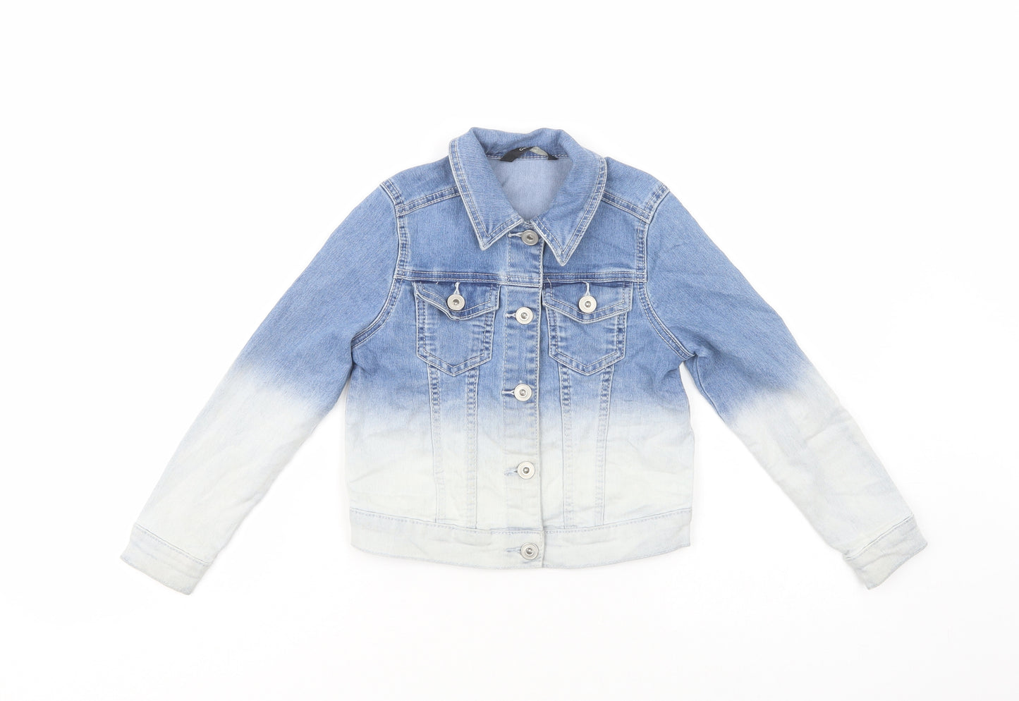 George Girls Blue Colourblock  Basic Jacket Jacket Size 6-7 Years  Button