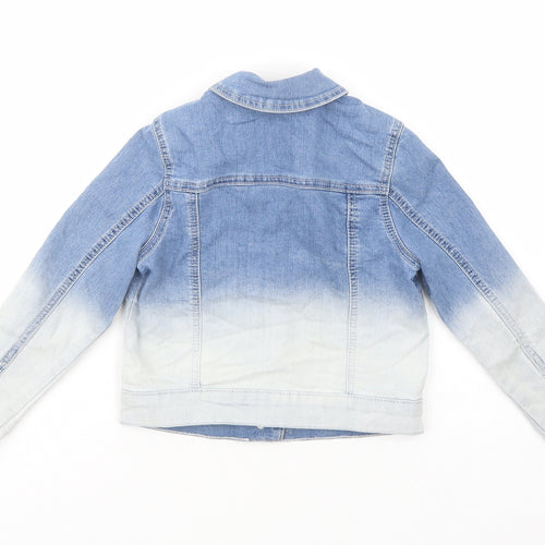 George Girls Blue Colourblock  Basic Jacket Jacket Size 6-7 Years  Button