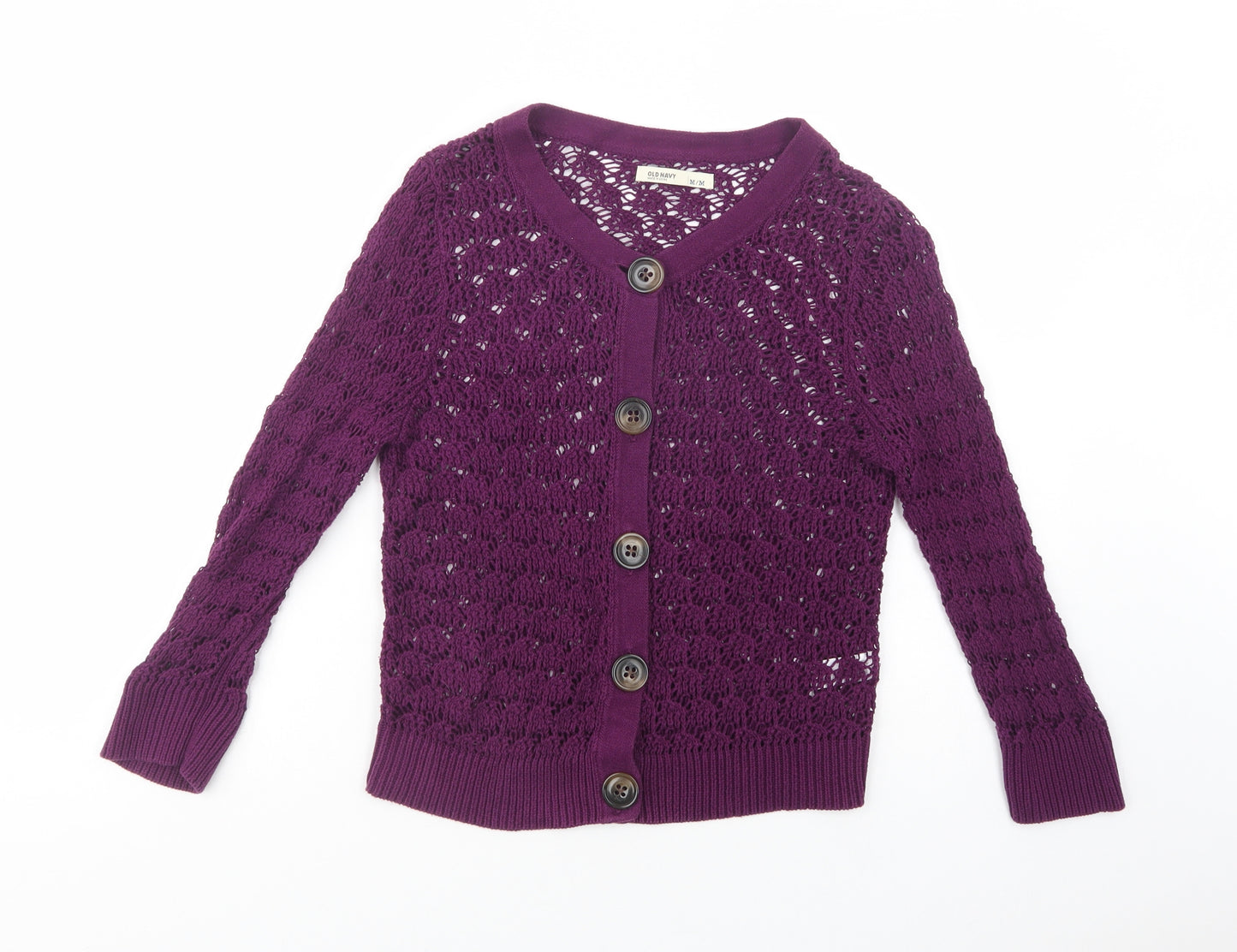 Old Navy Womens Purple Scoop Neck  Cotton Cardigan Jumper Size M