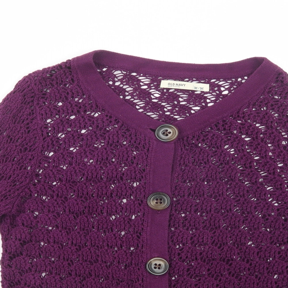 Old Navy Womens Purple Scoop Neck  Cotton Cardigan Jumper Size M