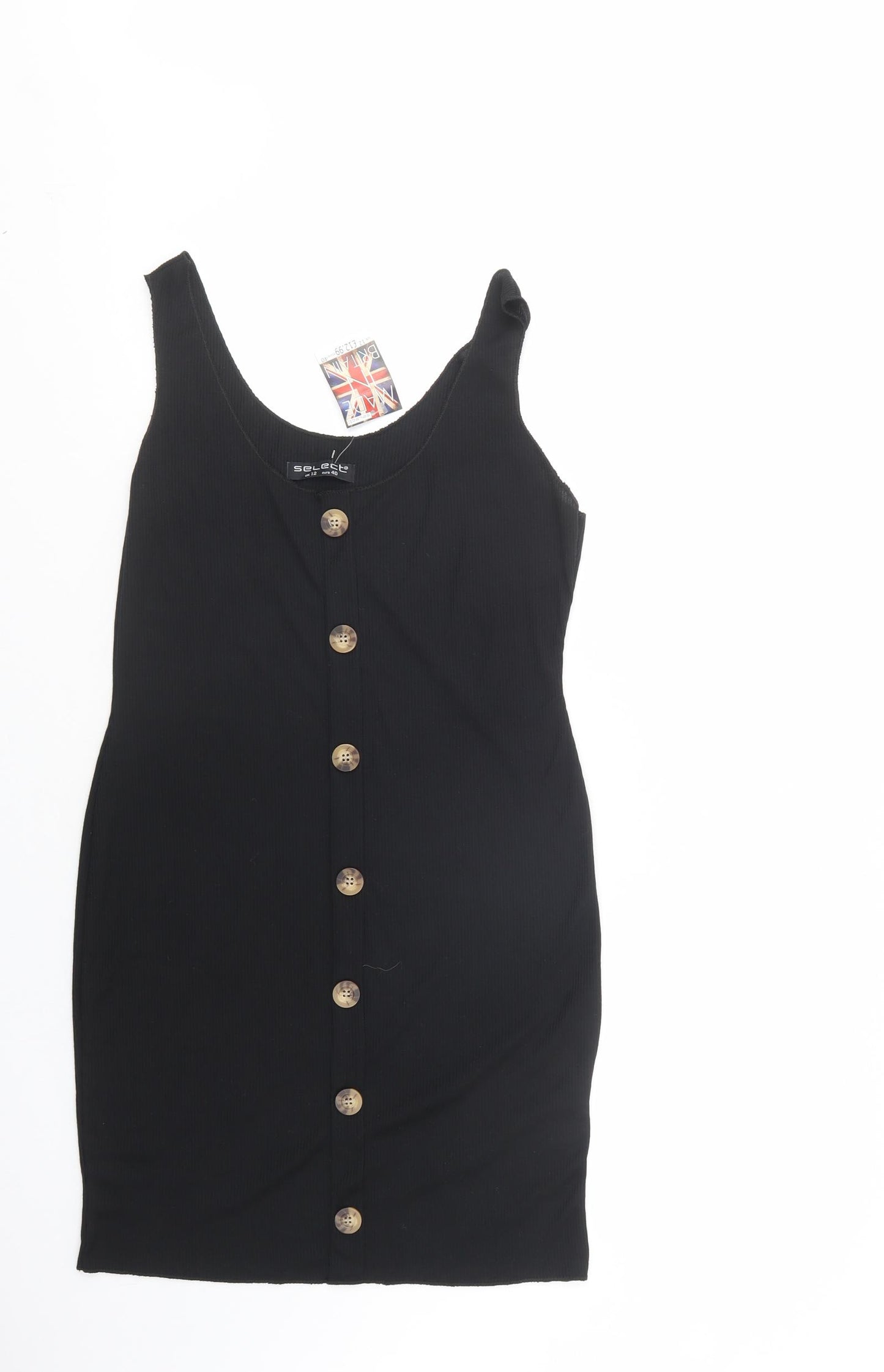 Select Womens Black  Polyester Tank Dress  Size 12  Scoop Neck Pullover