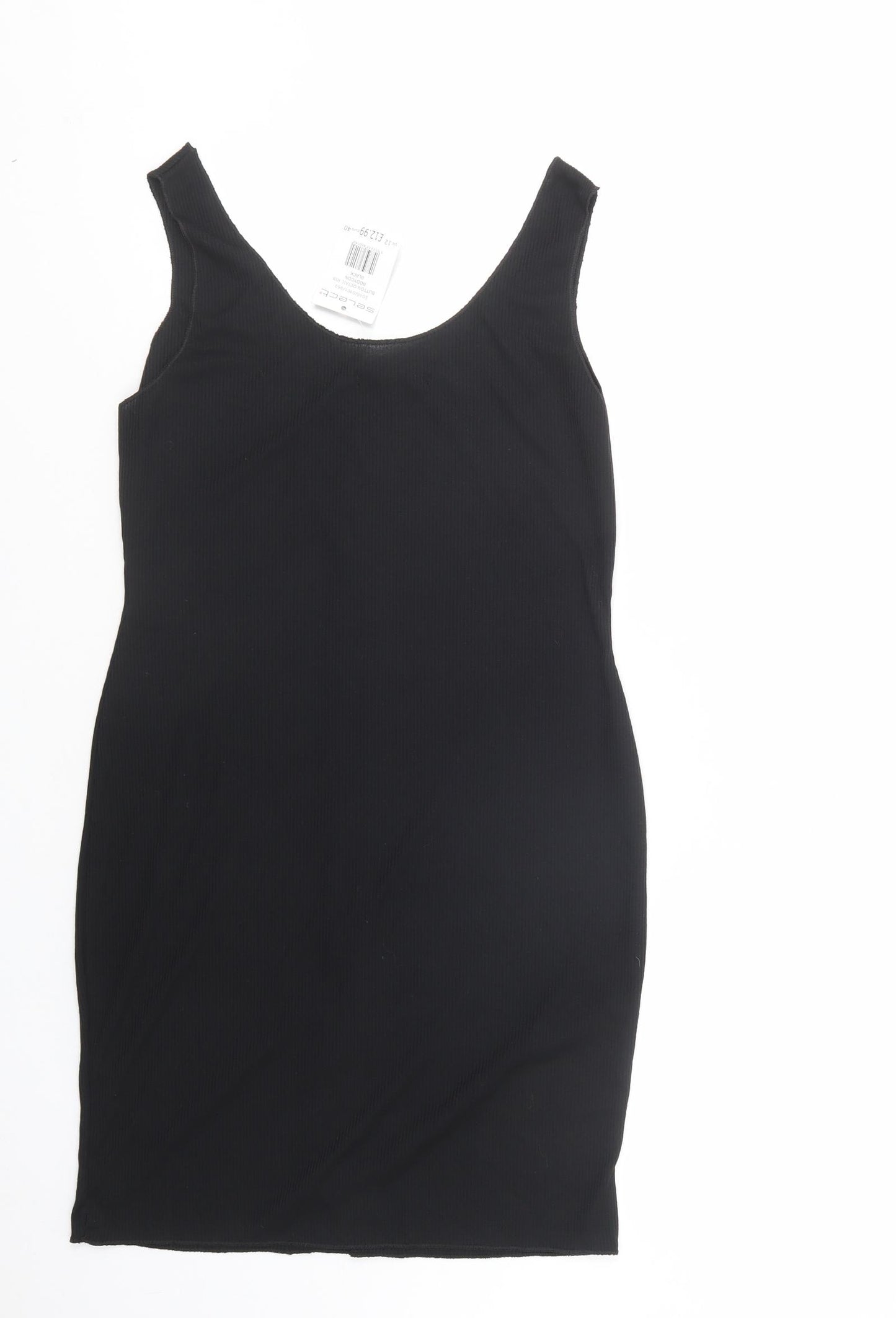 Select Womens Black  Polyester Tank Dress  Size 12  Scoop Neck Pullover