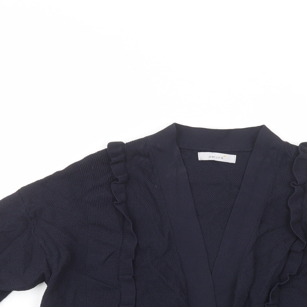 Per Una Womens Blue V-Neck  Viscose Cardigan Jumper Size 12