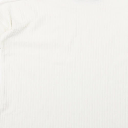Boohoo Womens White Boat Neck  Polyester Pullover Jumper Size 10