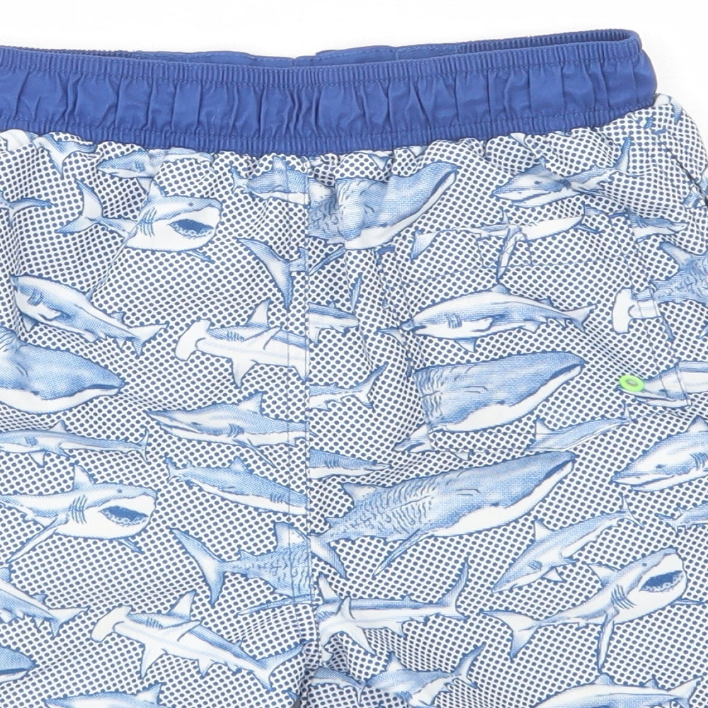 TU Boys Blue Geometric Polyester Bermuda Shorts Size 8 Years  Regular Drawstring - Shark Print