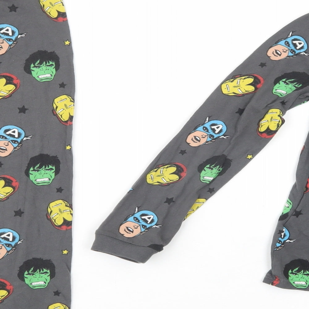 Marks and Spencer Boys Grey Geometric Cotton  Pyjama Set Size 8-9 Years  Pullover - Avengers