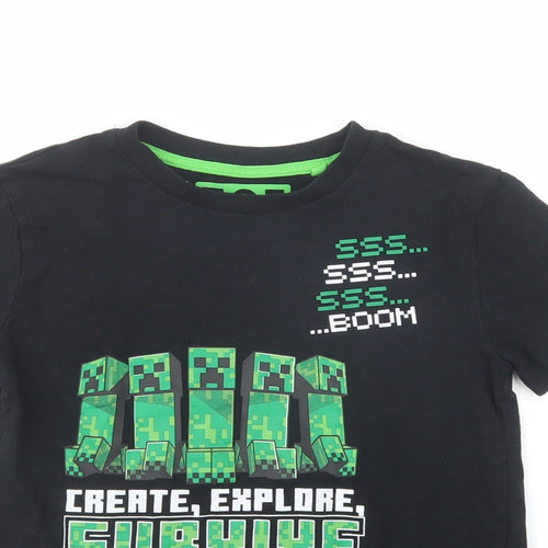 NEXT Boys Black  Cotton Pullover Polo Size 8 Years Crew Neck Pullover - Minecraft