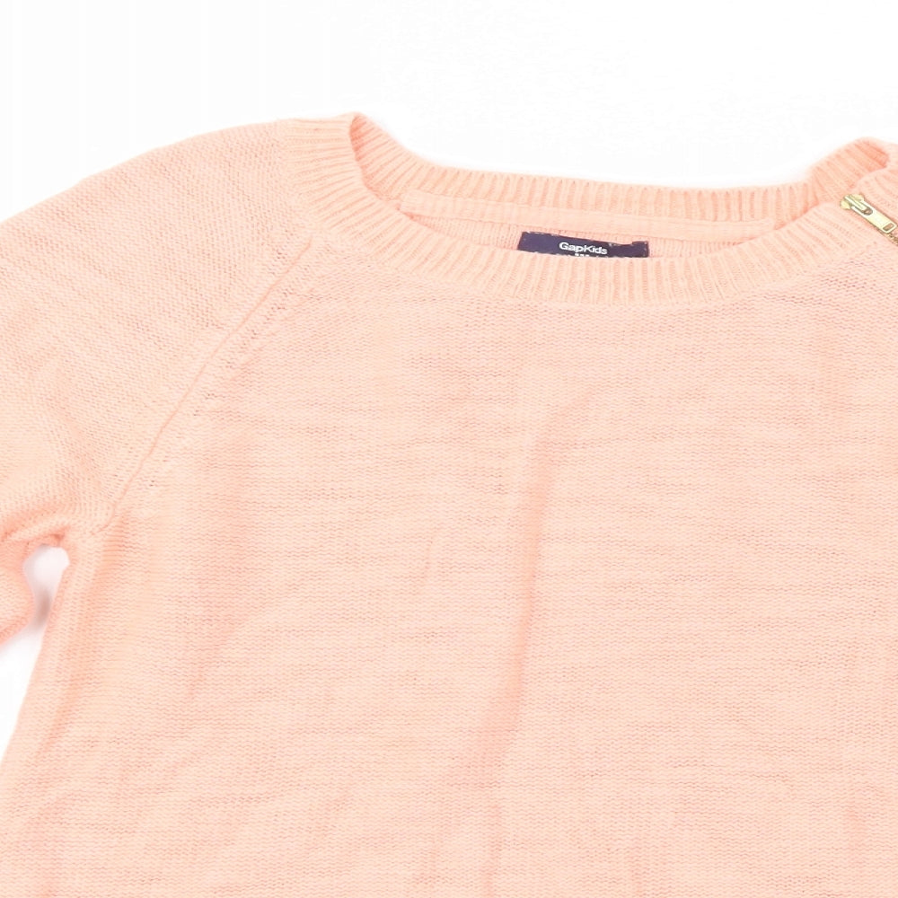 Gap Girls Pink Crew Neck  Cotton Pullover Jumper Size 12 Years  Zip