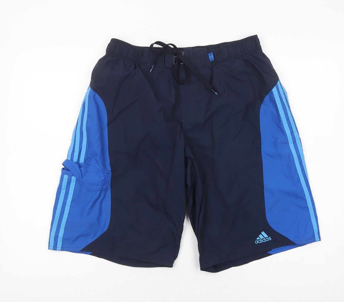 adidas Mens Blue  Polyester Bermuda Shorts Size L L11 in Regular Drawstring