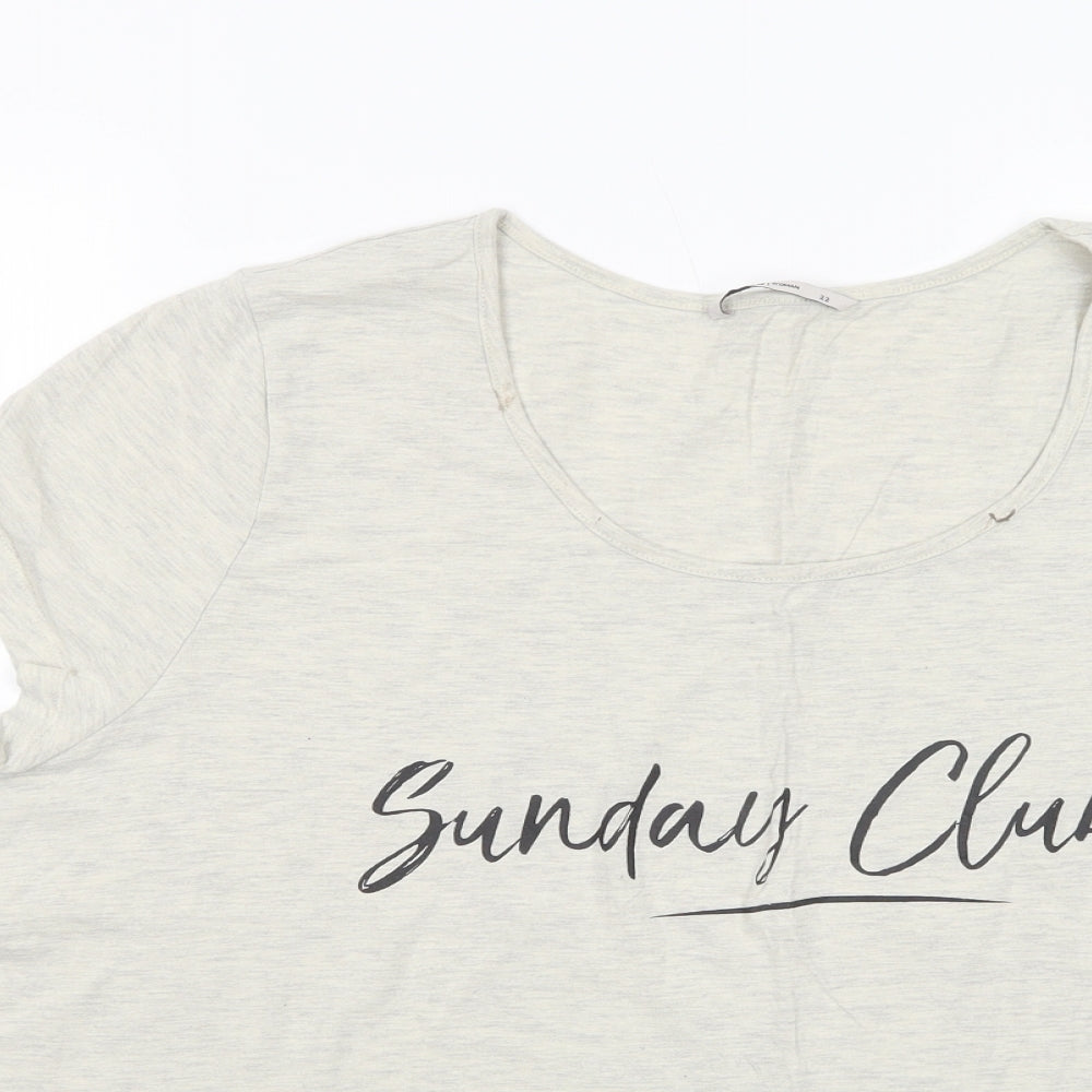 TU Womens Grey  Cotton Basic T-Shirt Size 22 Scoop Neck