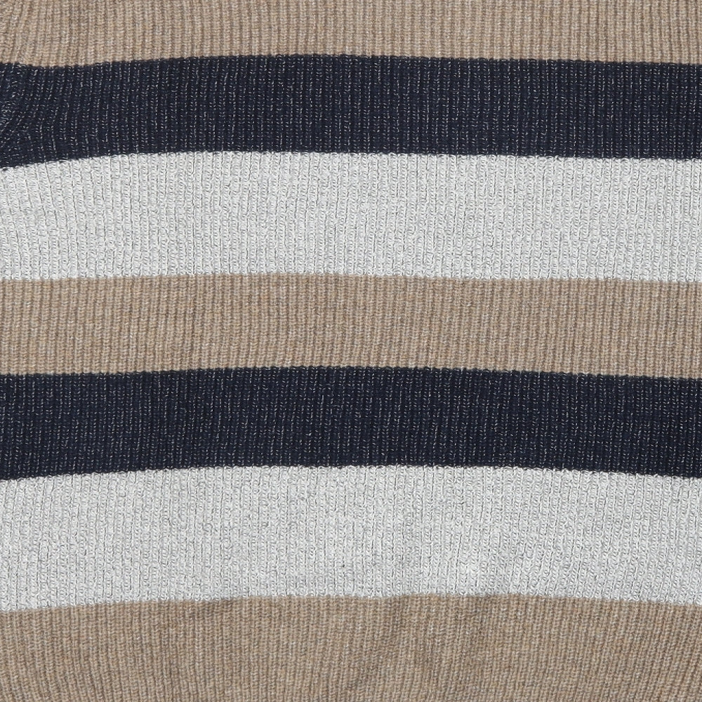 Marks and Spencer Mens Multicoloured Crew Neck Striped Polyamide Pullover Jumper Size 3XL