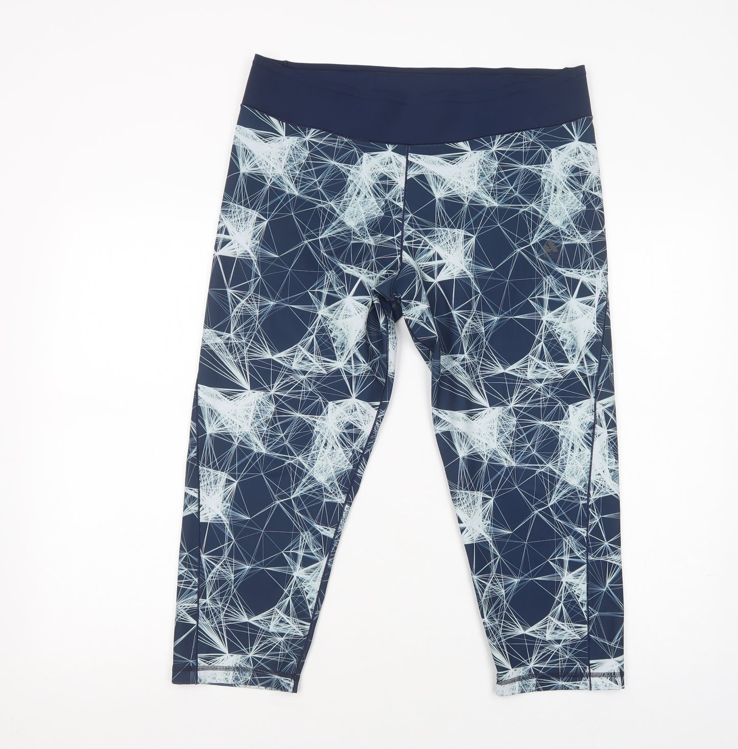 adidas Womens Blue Geometric Polyester Compression Leggings Size 20 L23 in Regular