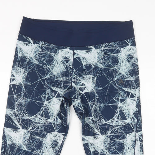 adidas Womens Blue Geometric Polyester Compression Leggings Size 20 L23 in Regular