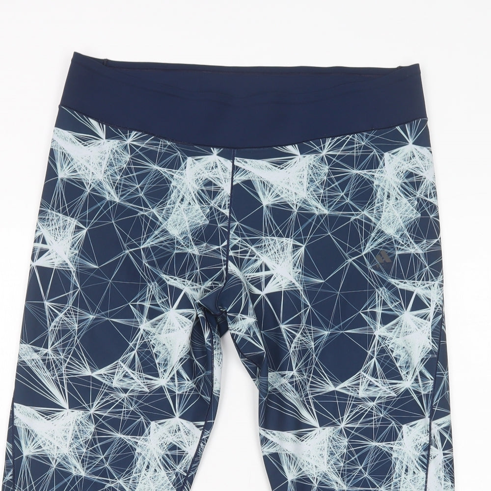 adidas Womens Blue Geometric Polyester Compression Leggings Size 20 L23 in Regular
