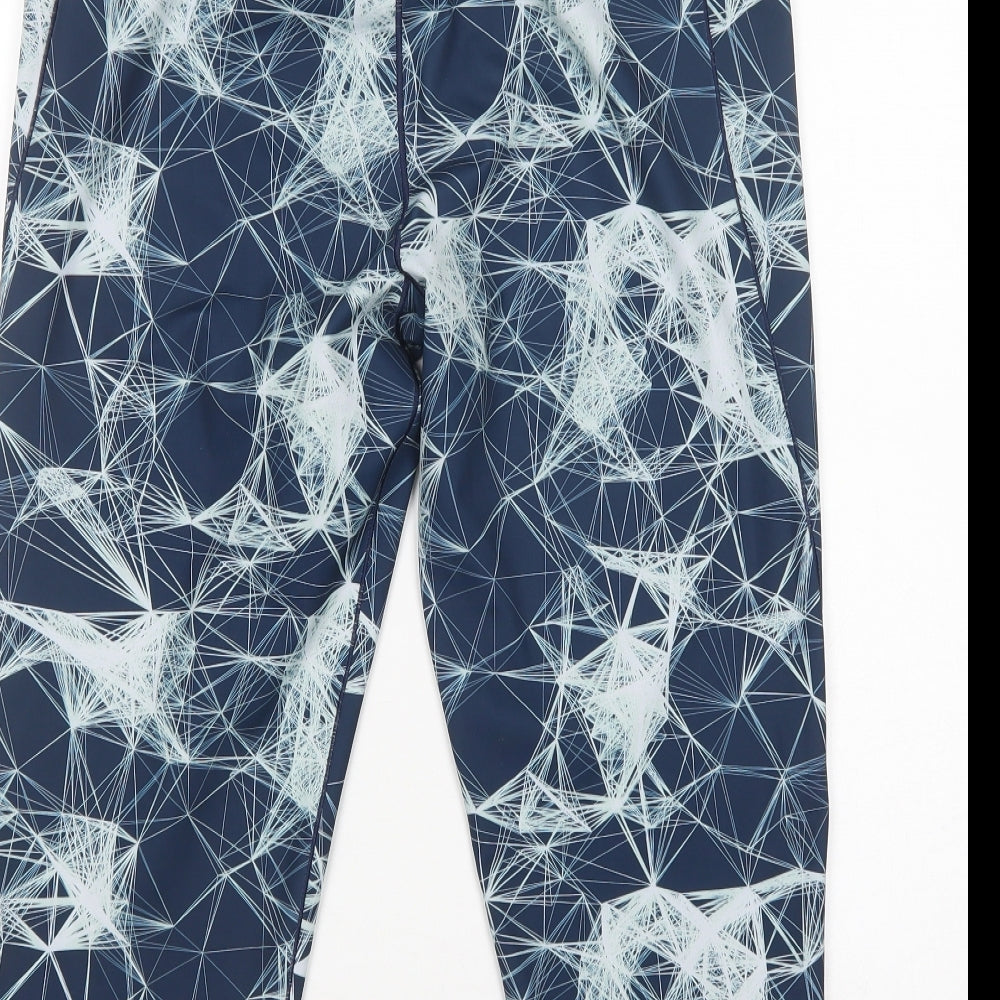 adidas Womens Blue Geometric Polyester Compression Leggings Size 20 L23 in Regular