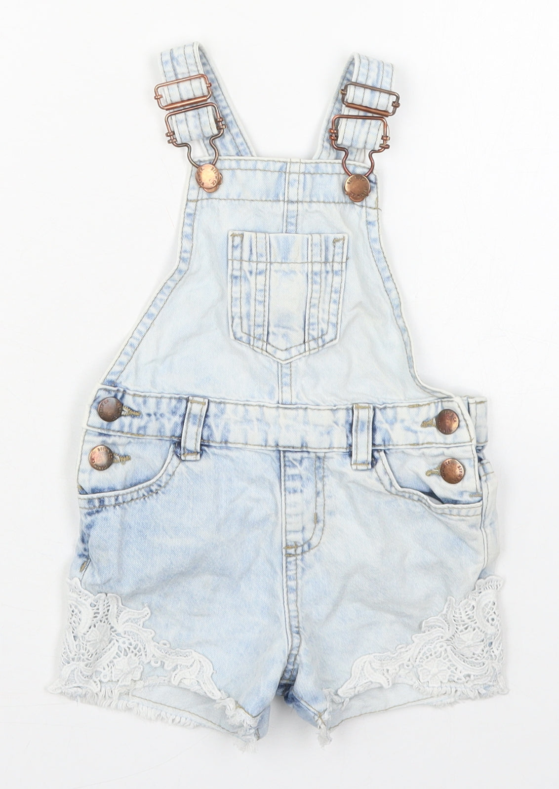 Denim Co Girls Blue  Cotton Dungaree One-Piece Size 2-3 Years  Buckle