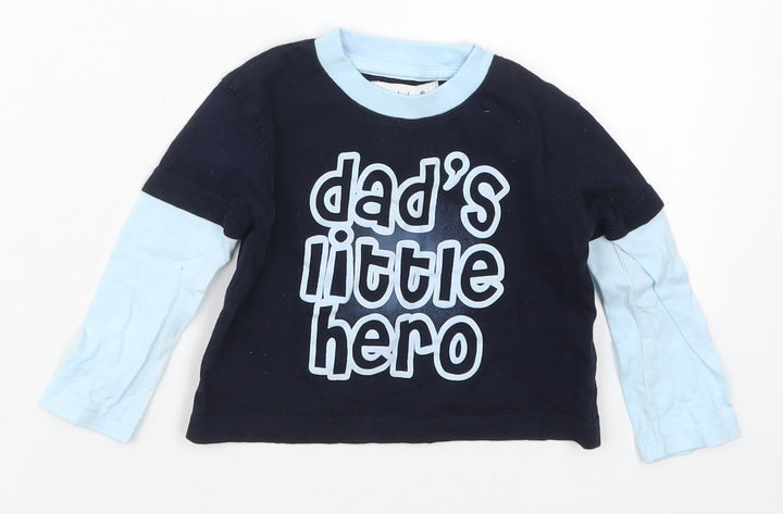 Early Days Boys Blue Cotton Basic T-Shirt Size 6-9 Months Crew Neck Pullover - Dad's Little Hero