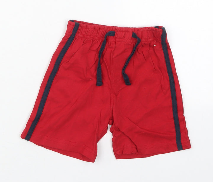 TU Boys Red  Cotton Sweatpants Trousers Size 9-12 Months  Drawstring - Sweat Shorts