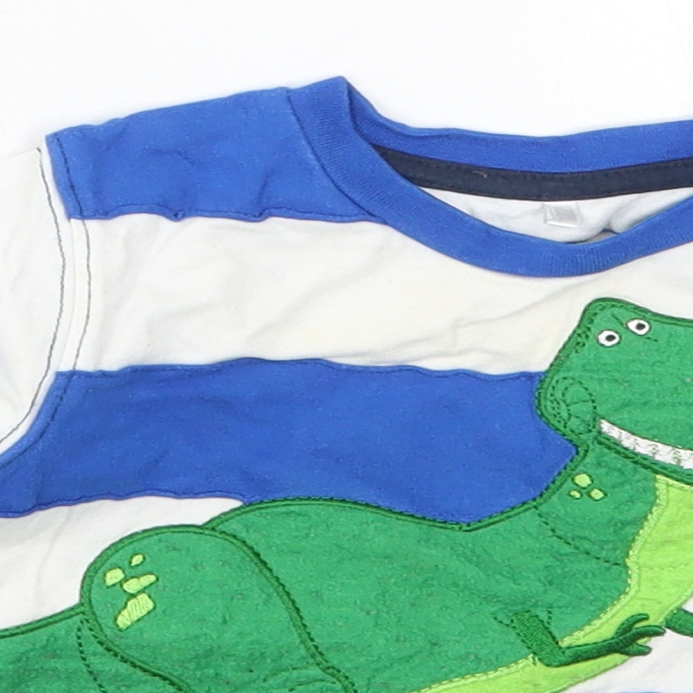 George Boys Blue Striped Cotton Basic T-Shirt Size 9-12 Months Crew Neck Pullover - Toy Story T-Rex