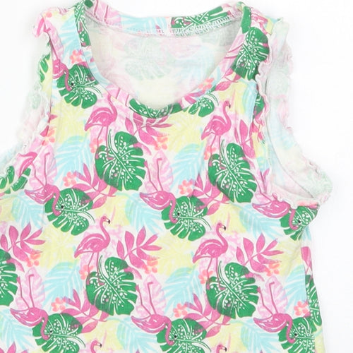 Matalan Girls Multicoloured Geometric Cotton Basic Tank Size 3-4 Years Crew Neck Pullover - Flamingo Prints
