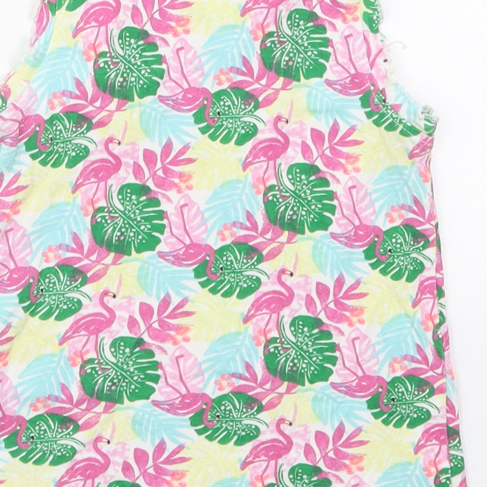 Matalan Girls Multicoloured Geometric Cotton Basic Tank Size 3-4 Years Crew Neck Pullover - Flamingo Prints