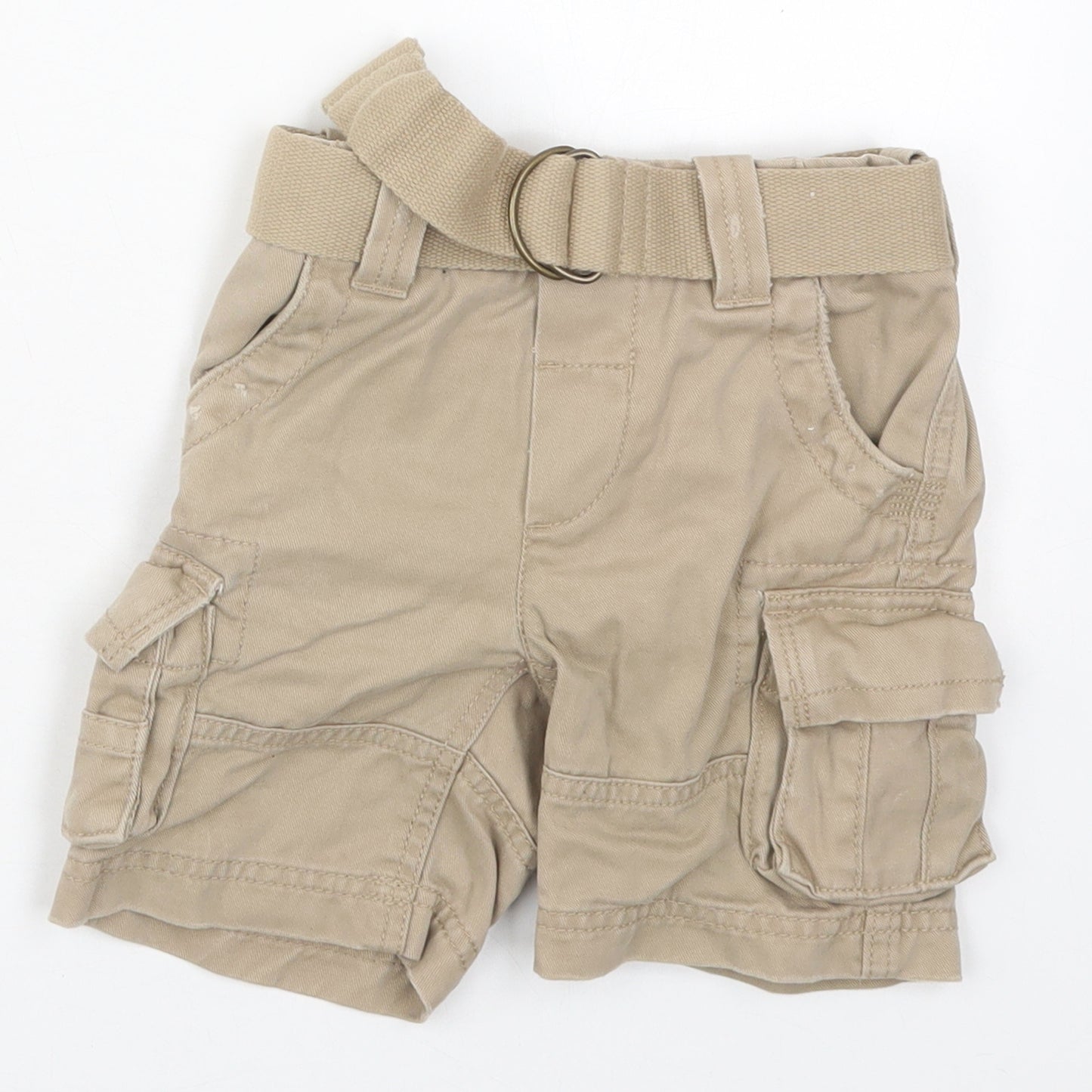 Marks and Spencer Boys Beige  Cotton Cargo Trousers Size 18-24 Months  Button
